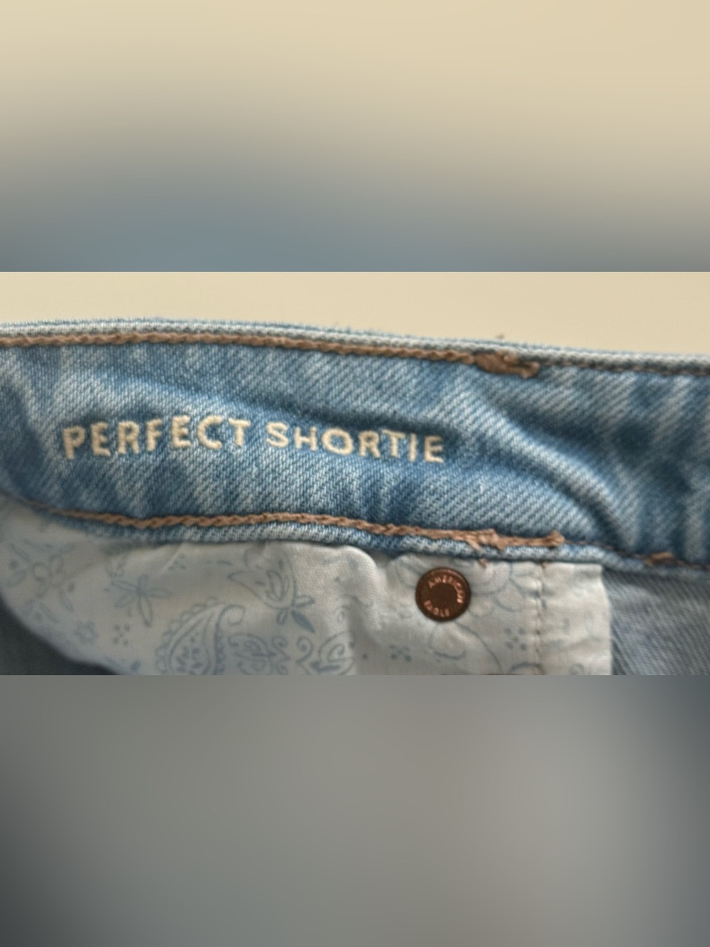 American Eagle Women’s Perfect Shortie Distressed Denim Shorts - Size 0 - Picture 3 of 4